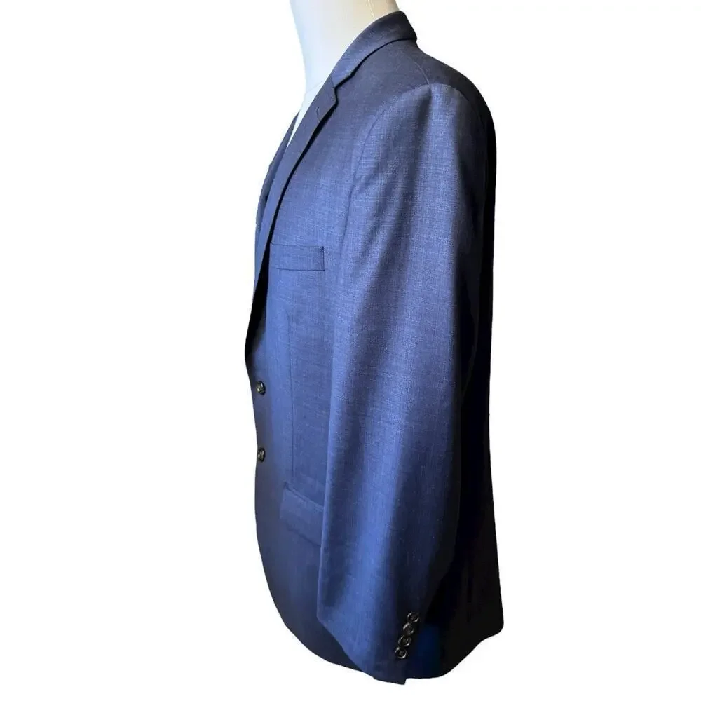 Ralph Lauren Men’s 43R Wool Navy Blue Muted Plaid Two Button Sport Coat Blazer